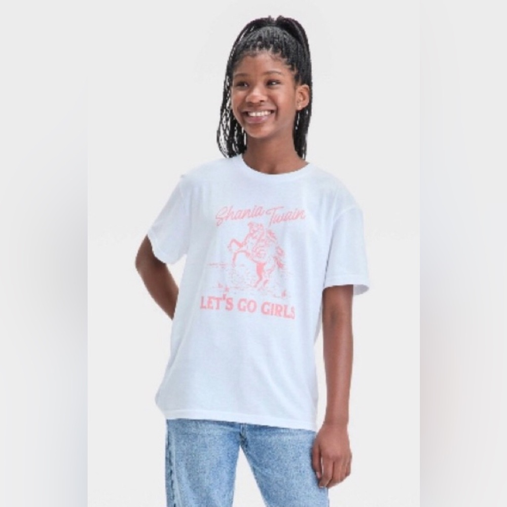 Shania Twain Let's Go Girls Graphic Tee - White with Pink Print